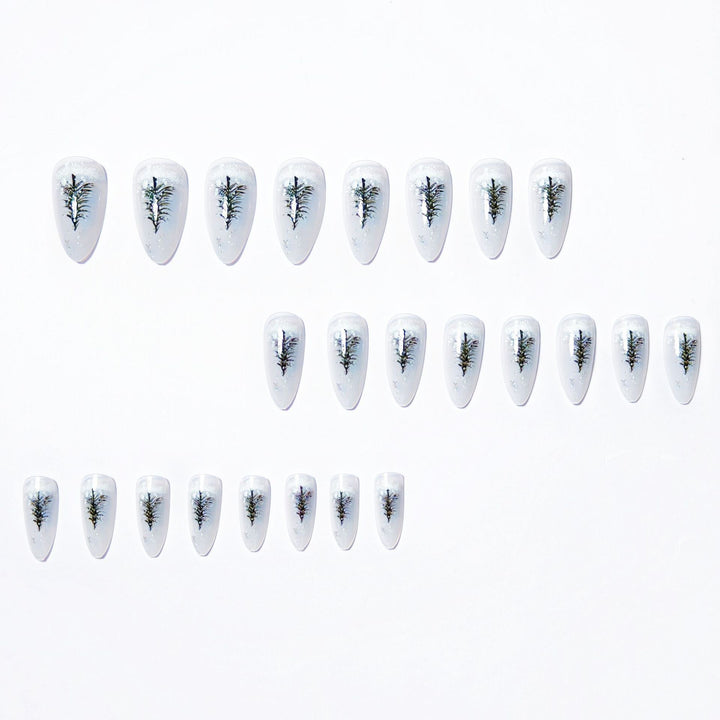 Elegant artificial nails with wintery Christmas tree motif Kalsten