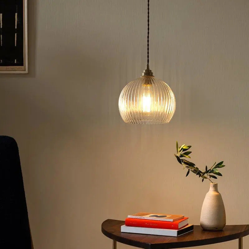 Elegant Ribbed Glass Pendant Light