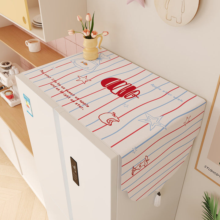 Decorative Refrigerator Top Dust Cover with Scalloped Edge and Tassel