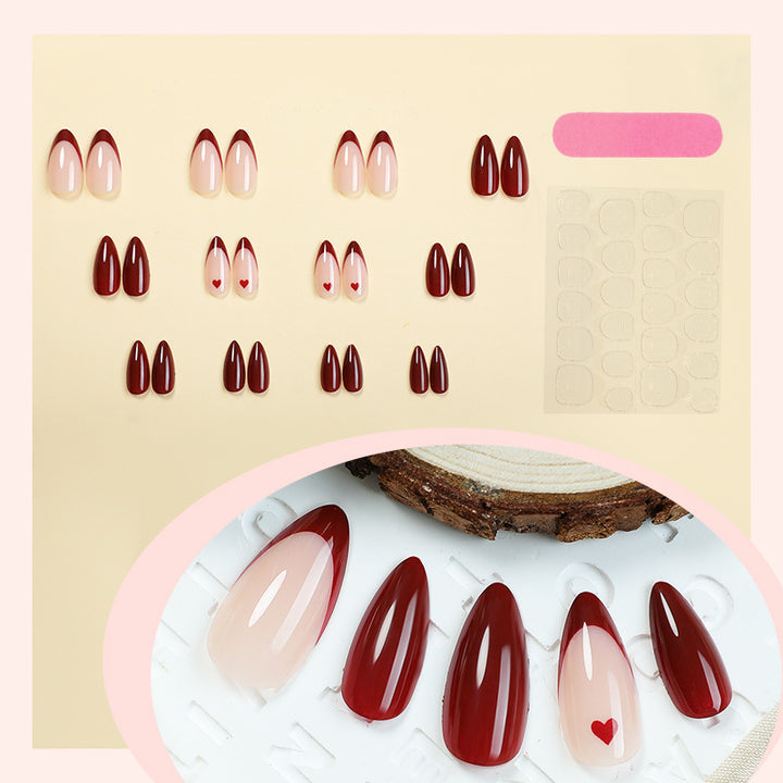 Elegant Heart-Embellished Press-On Nails Kalsten