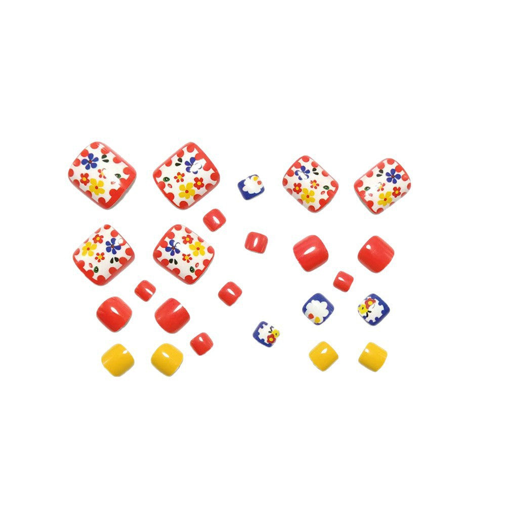 Artificial nail set with colorful floral pattern Kalsten