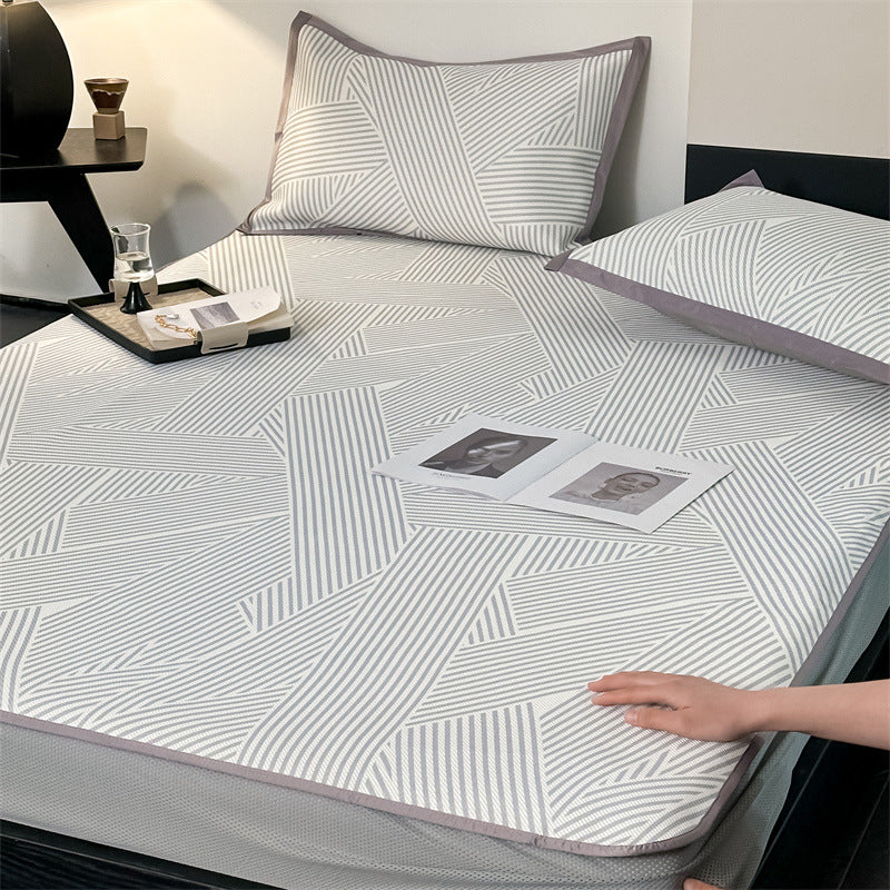 Comfort Topper Mattress Protector with Elastic Straps and Geometric Quilted Pattern