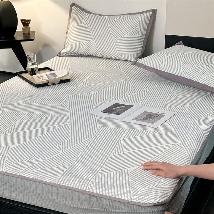 Comfort Topper Mattress Protector with Elastic Straps and Geometric Quilted Pattern