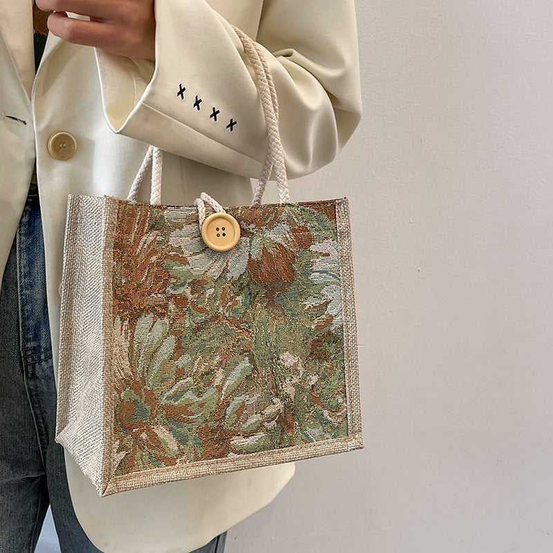 Floral Embroidered Artisan Tote