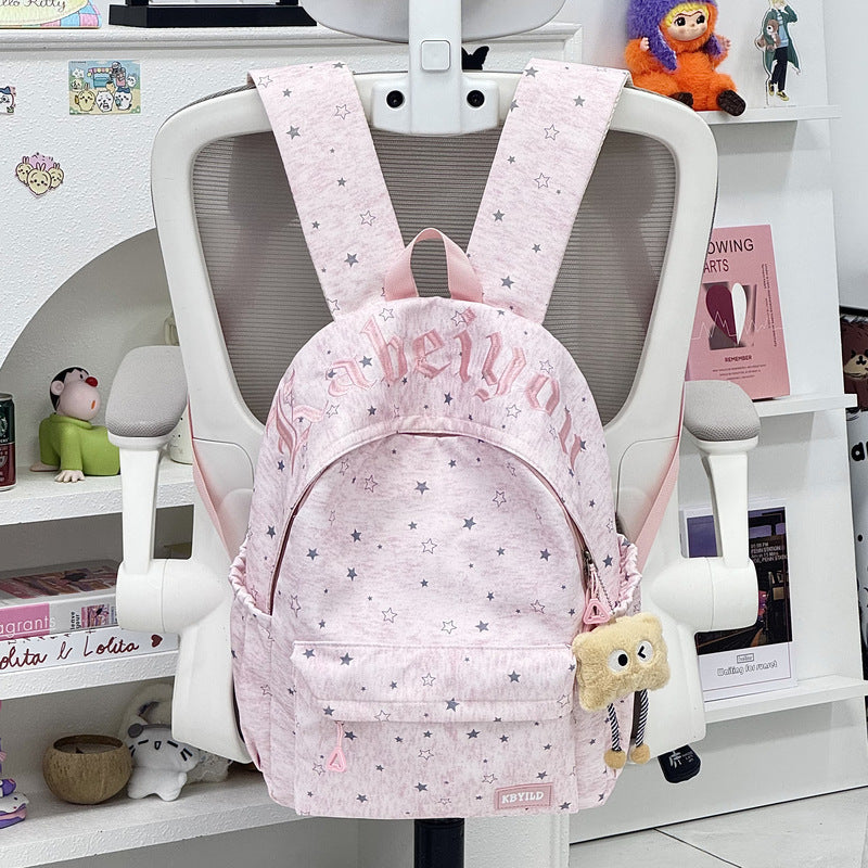 Stylish Star-Embellished Corduroy Backpack Kalsten