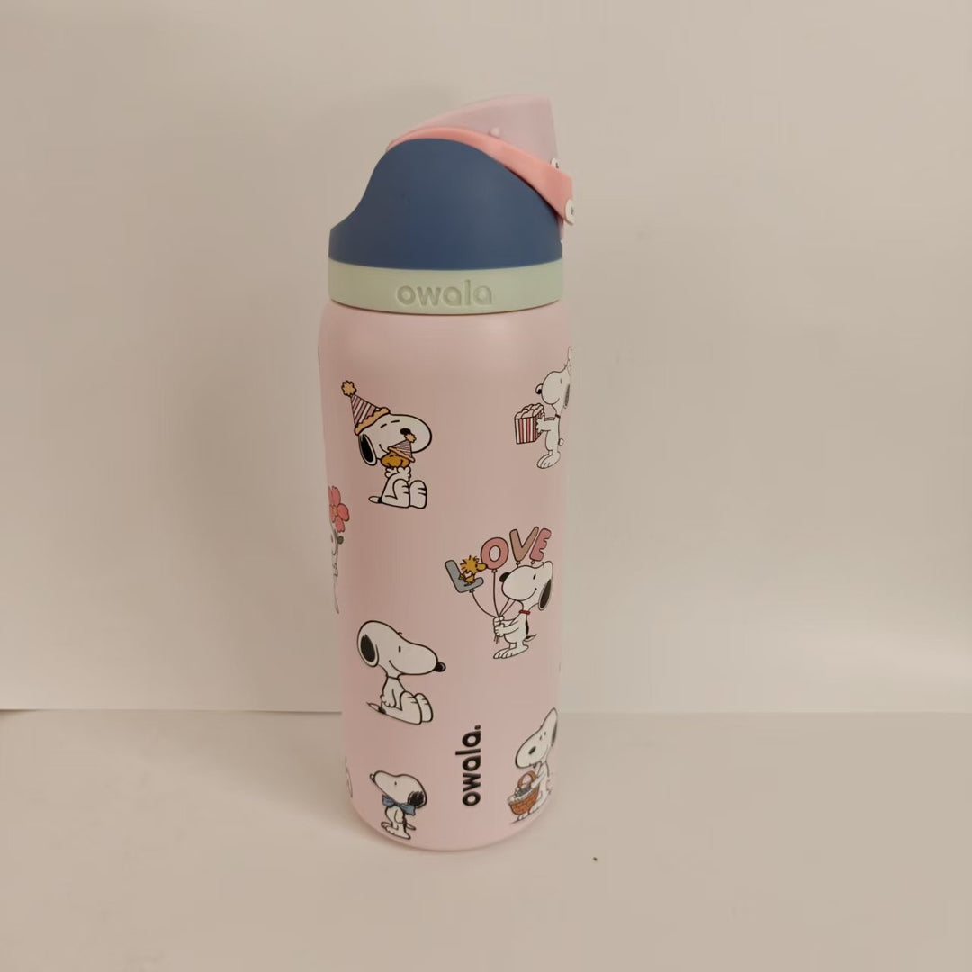 Double-Wall Vacuum Insulated Stainless Steel Travel Bottle With Flip Straw Leakproof Lid And Character Print
