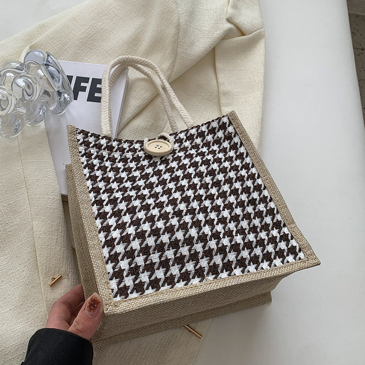 Handcrafted Houndstooth Tote Bag