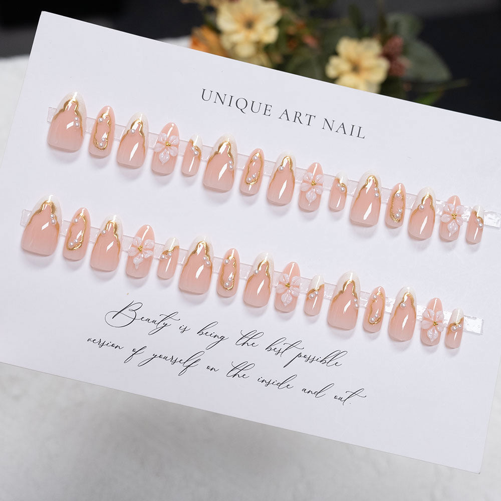 Floral-Designed Press-On Nail Art