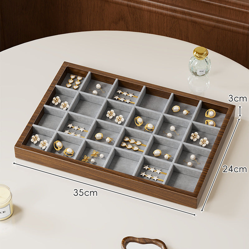 Twelve-Compartment Bamboo Jewelry Organizer Tray