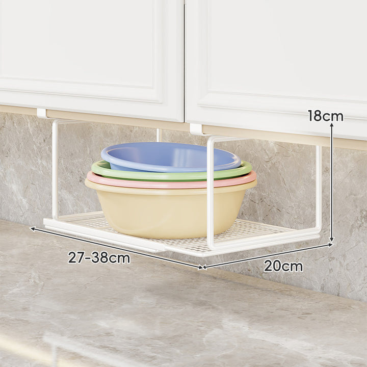 Under-Cabinet Expandable Pull-Out Mesh Storage Rack for Bowls and Supplies