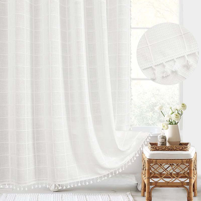 Textured Grid Design Window Curtain Kalsten