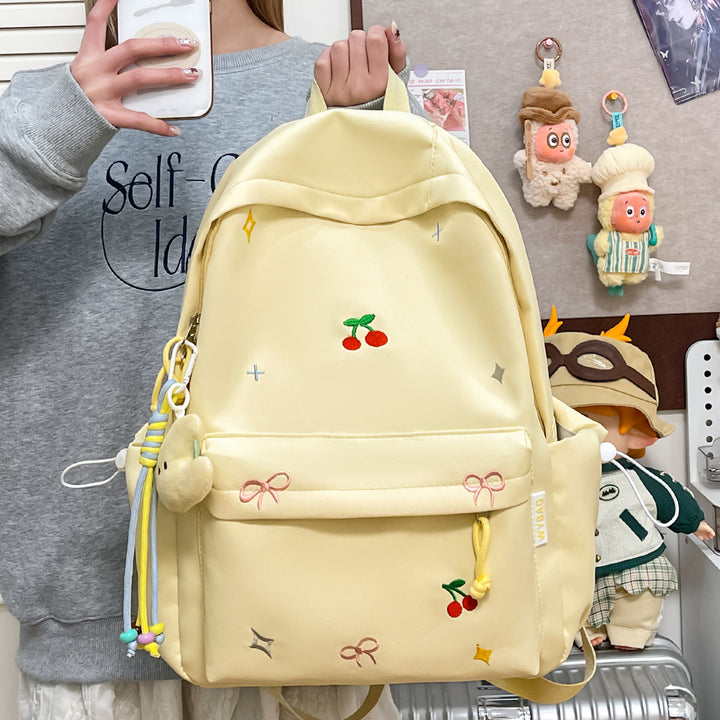 Cute Illustrated Cherry-Embellished Backpack Kalsten