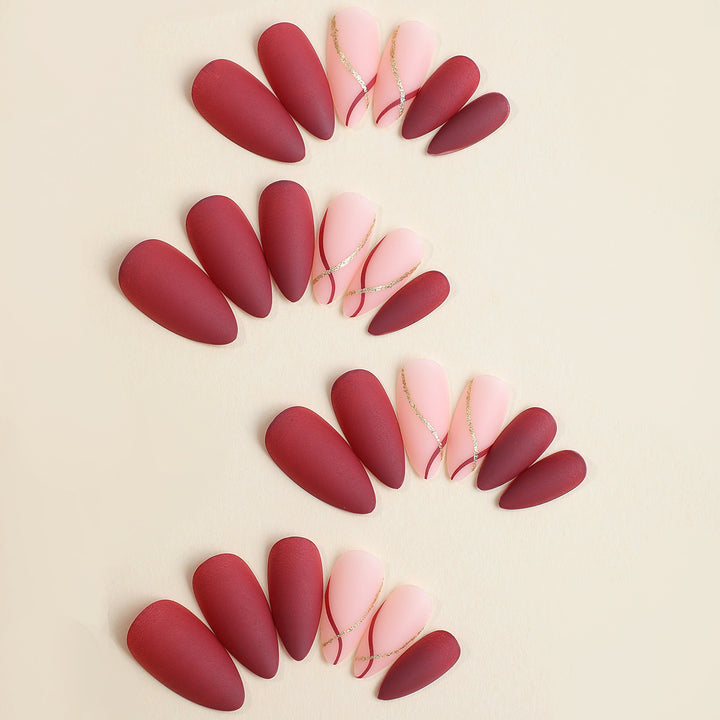 Elegant artificial nail set with matte finish and glamorous accents Kalsten