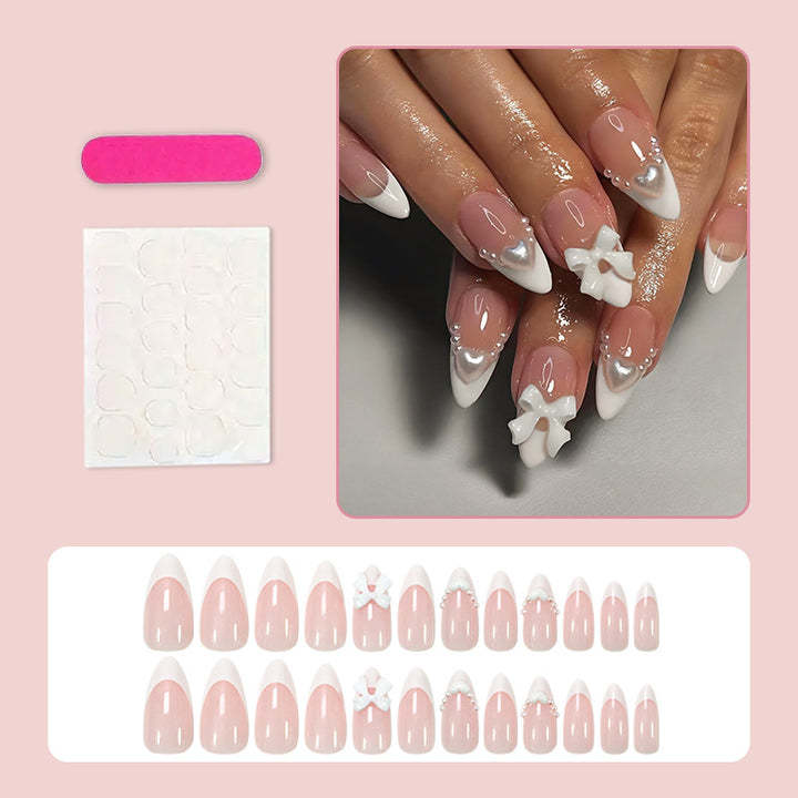 Art nail set with romantic bow and heart decorations Kalsten