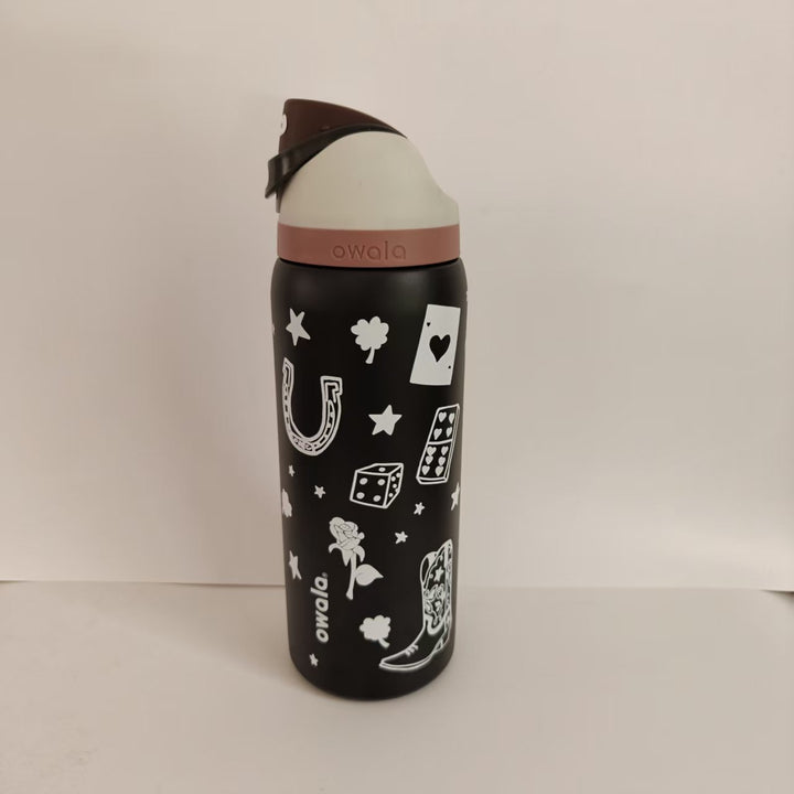 Double-Wall Vacuum Insulated Stainless Steel Travel Bottle With Flip Straw Leakproof Lid And Character Print