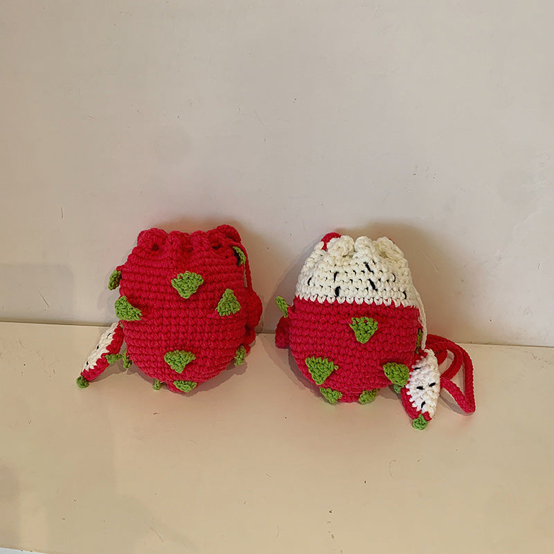 Crochet Strawberry-Themed Mini Backpack