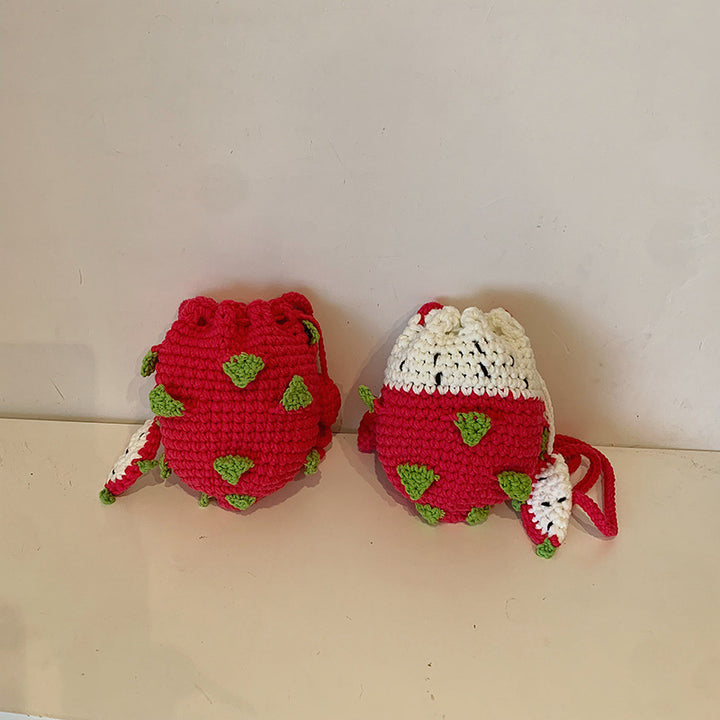 Crochet Strawberry-Themed Mini Backpack