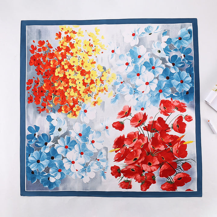 Women's silk scarf in elegant botanical design Kalsten