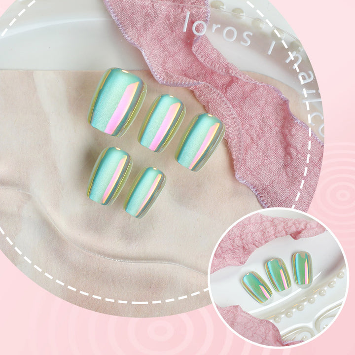 Glossy Iridescent Press-On Nail Set