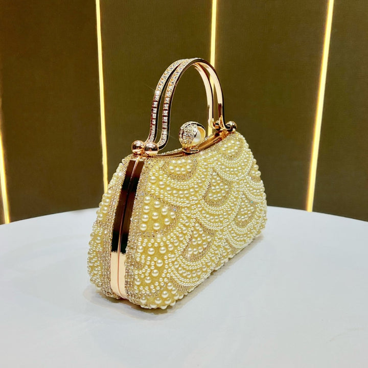 Vintage Pearl-Embellished Handbag