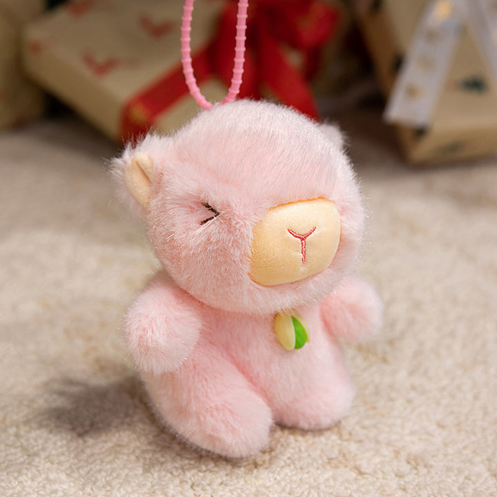 Plush Dog Bag Charm Keychain with Soft Faux-Fur Body & Loop Strap Kalsten