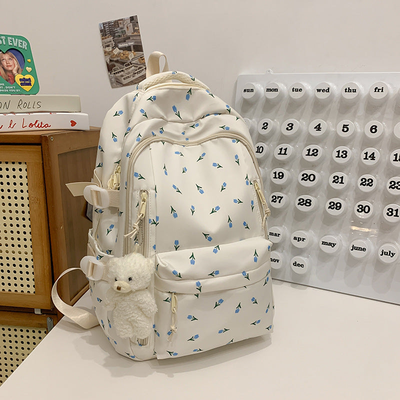 Elegant Floral Print School Backpack
