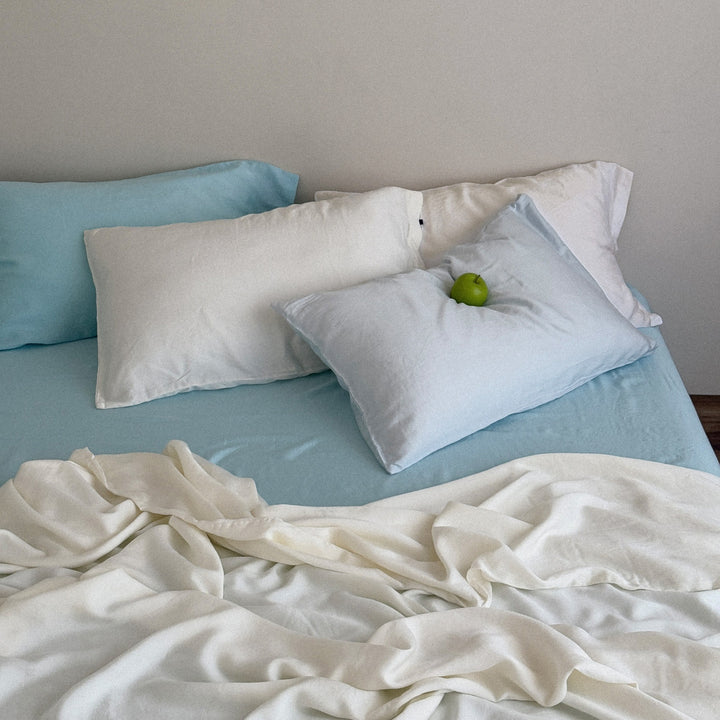 Soft-washed linen bedding set with fitted sheet and pillowcases