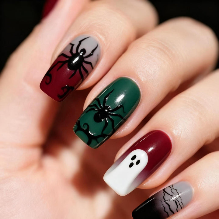 Creepy Art Nails with Spider and Ghost Designs Kalsten