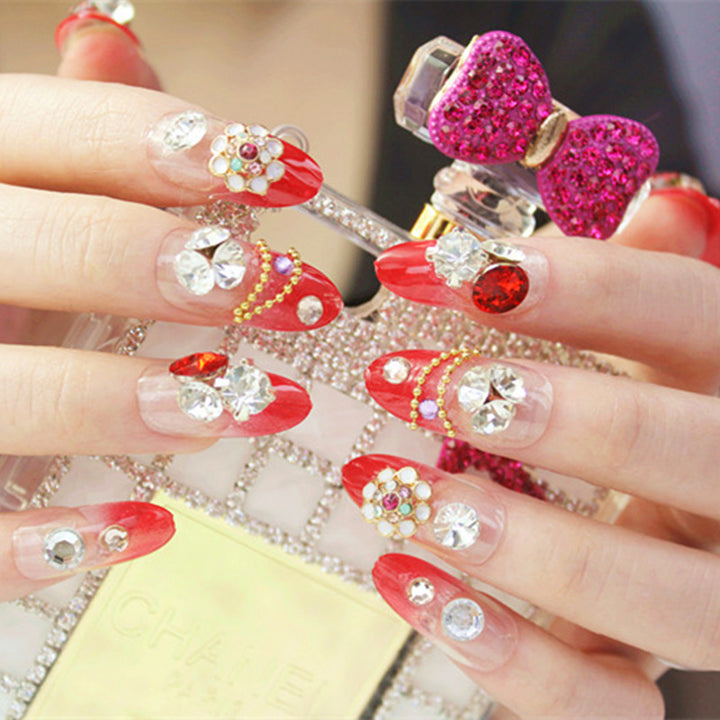 Elegant Rhinestone-Embellished Press-On Nail Set