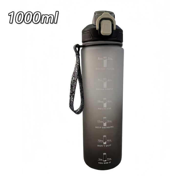 Women's Motivational Water Bottle with Unique Time Marking and Secure Closure Kalsten