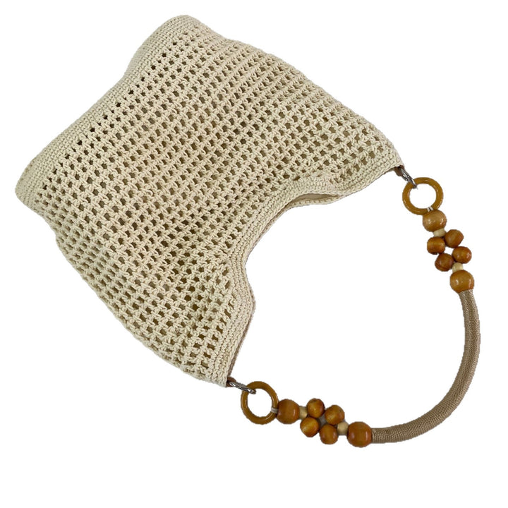 Hand-knotted macrame bag with wooden handles Kalsten