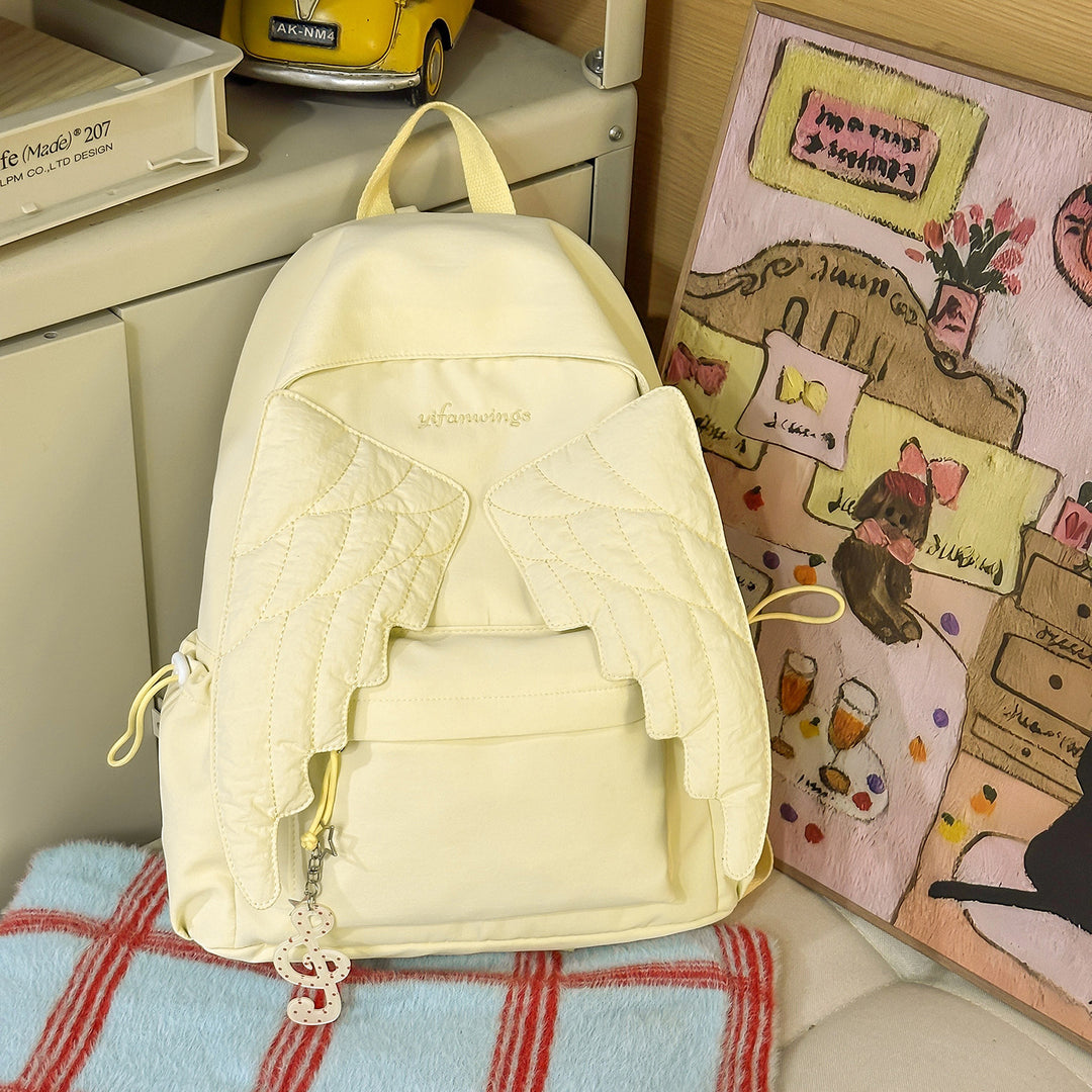 Cute Wing-Embellished Casual Backpack Kalsten