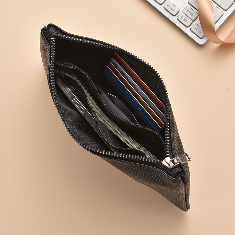 Textured Leather Zippered Pencil Case Kalsten