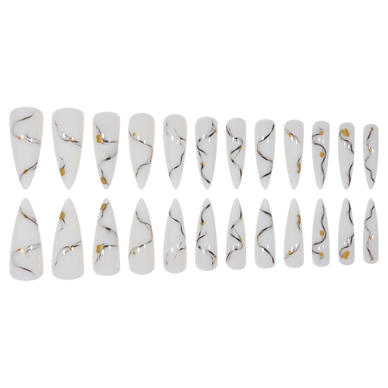Marbled Design Elegant Stiletto Press-On Nails Kalsten