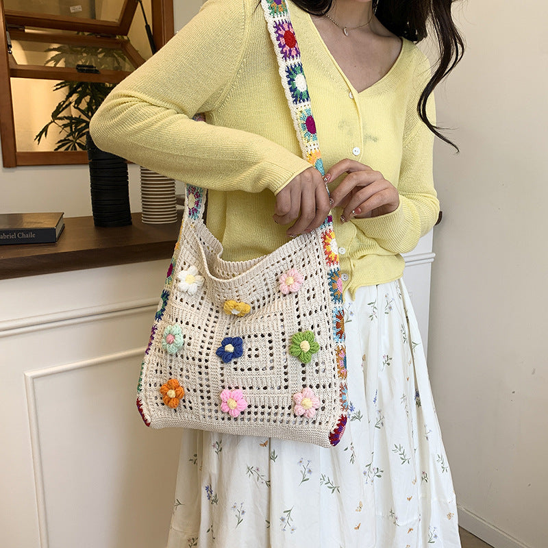 Bohemian Floral Crochet Tote