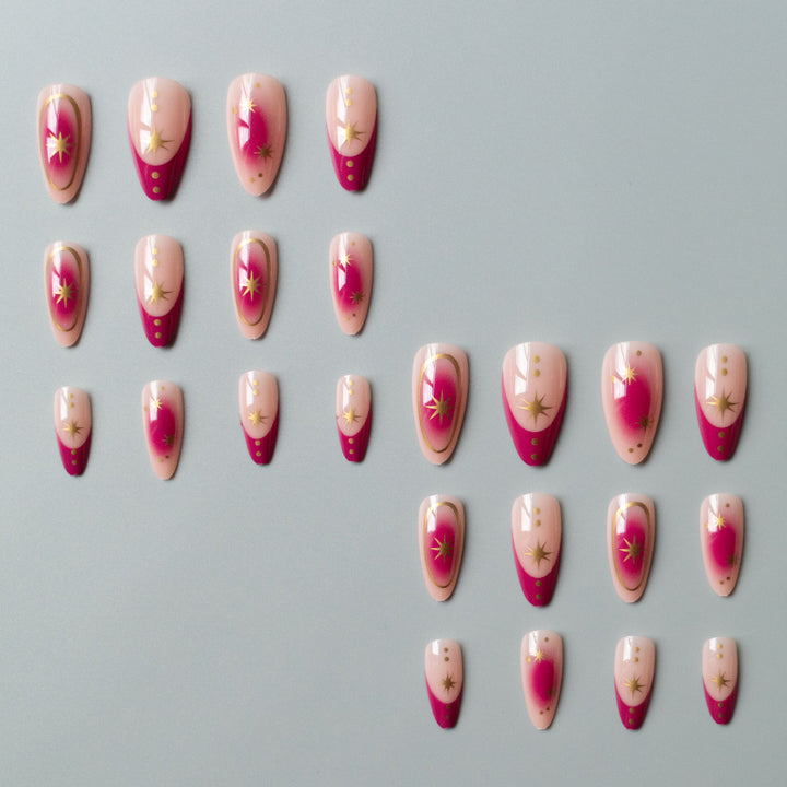 Elegant Star-Embellished Gel Nail Art