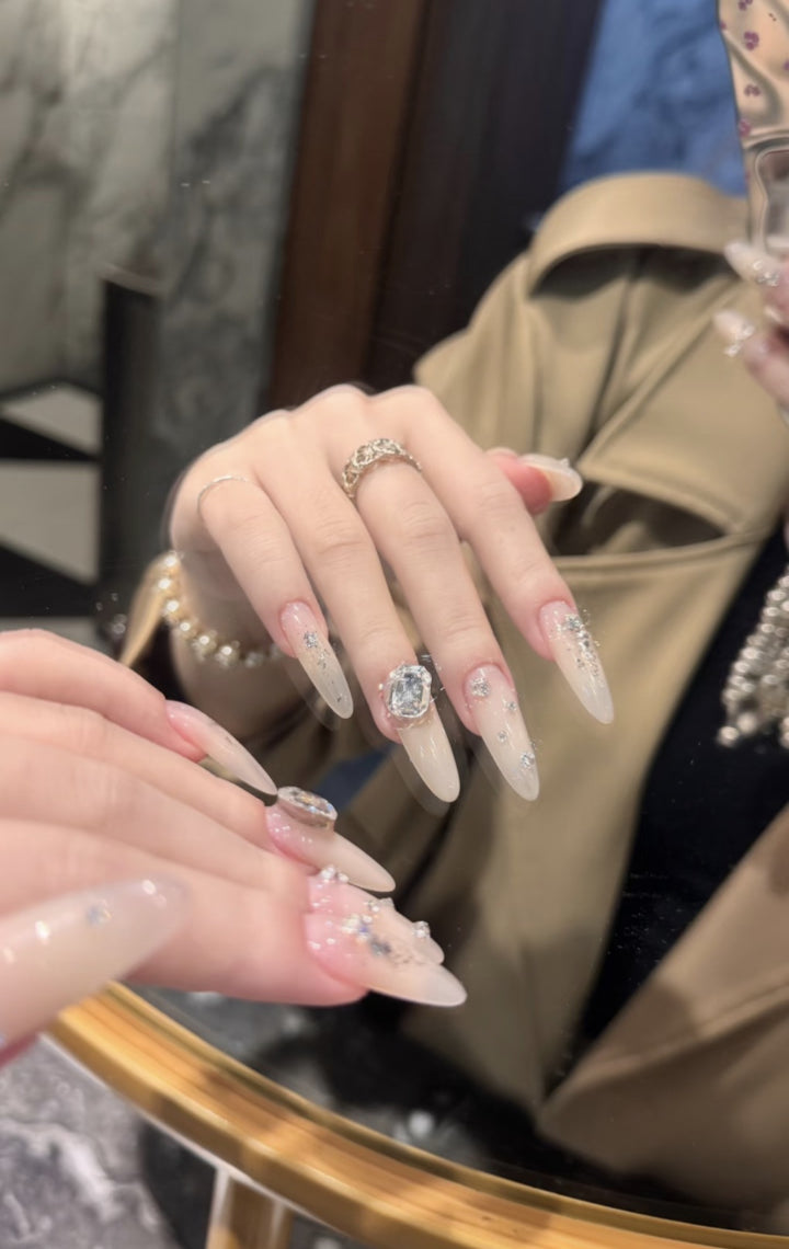 Rhinestone-Embellished Stiletto Nail Extensions