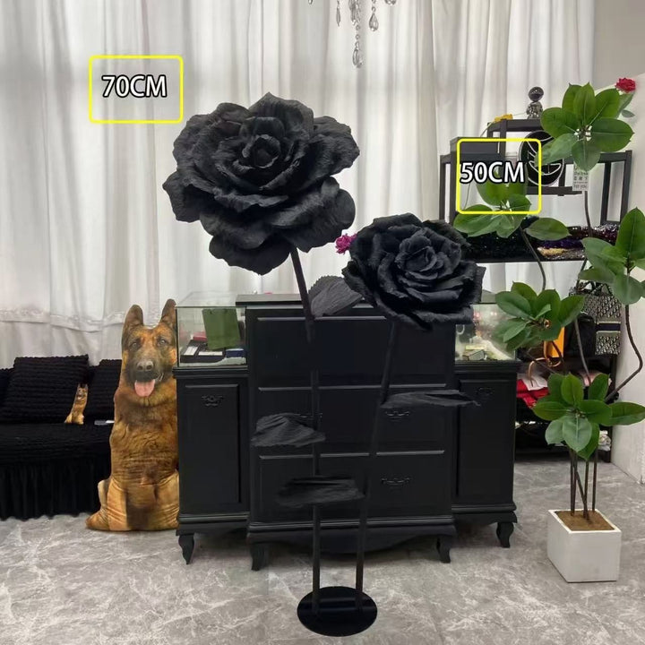 Lifelike Black Rose Decorative Sculpture