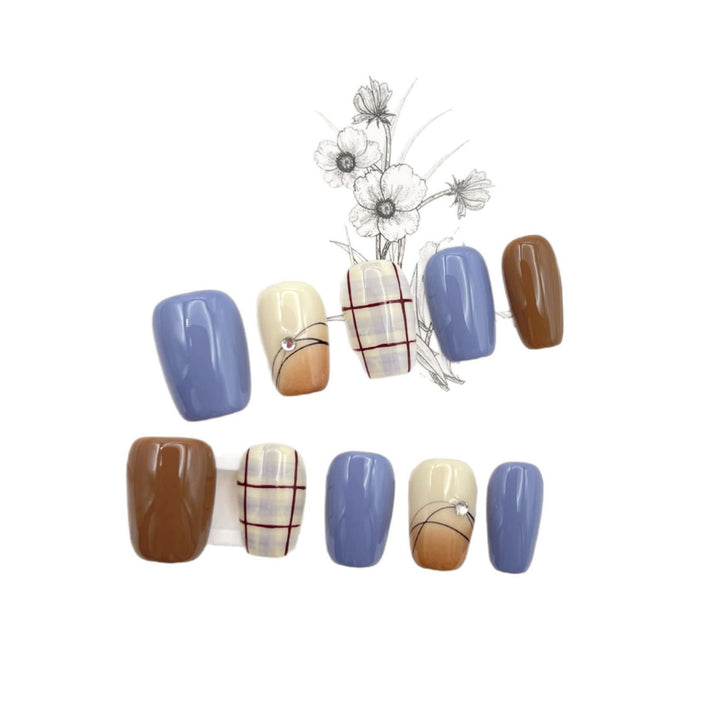 Artistic Press-On Nail Set with Modern Patterns