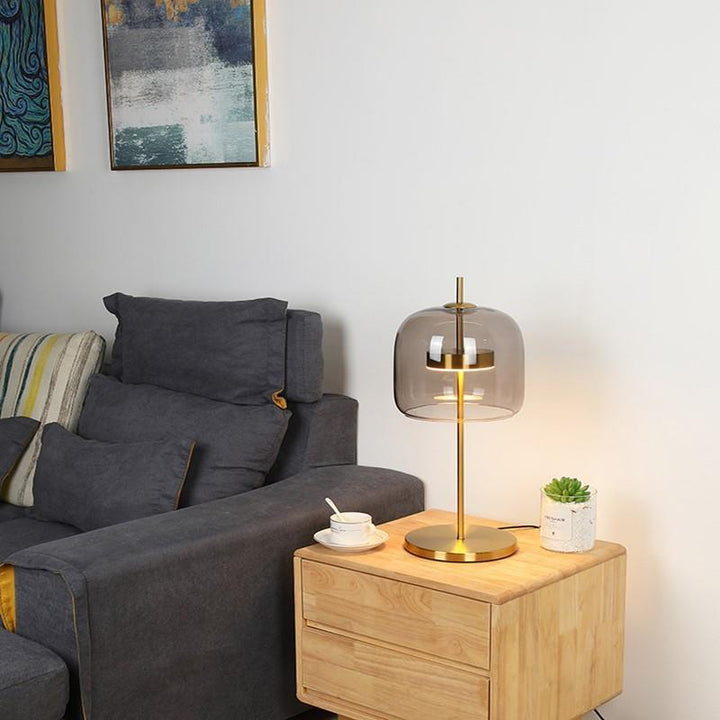 Modern Glass Table Lamp with Gold Accents