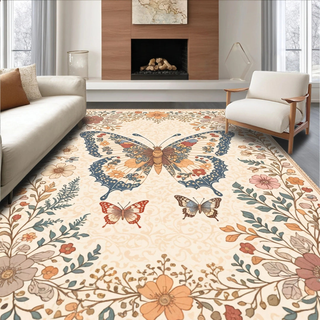 Plush Cherry-Patterned Area Rug
