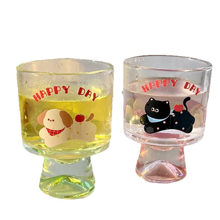 Glass chalice with cheerful cat motif Kalsten