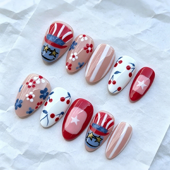 Artificial nail set with creative flower and star designs Kalsten