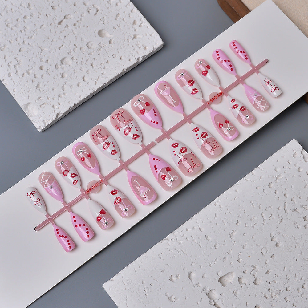 Romantic Kiss-Themed Press-On Nail Set Kalsten