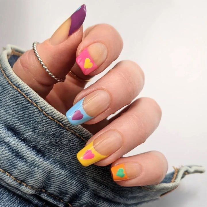 Artful Nail Art with Colorful Heart Designs Kalsten