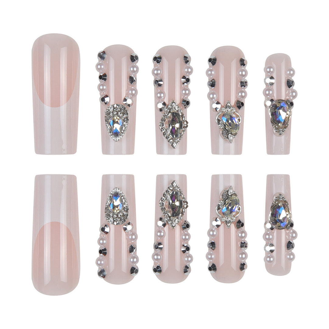 Decorative Rhinestone-Embellished Stiletto Press-On Nails Kalsten