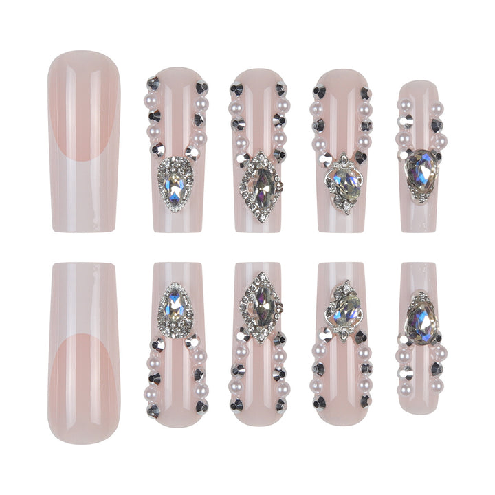 Decorative Rhinestone-Embellished Stiletto Press-On Nails Kalsten