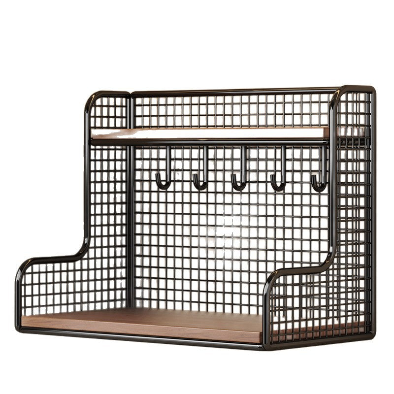 Wall-Mounted Double-Shelf Organizer with Hooks Kalsten
