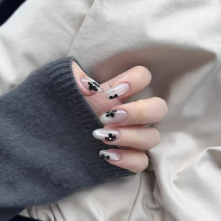 Elegant Stiletto Press-On Nails with Intricate Floral Accents Kalsten