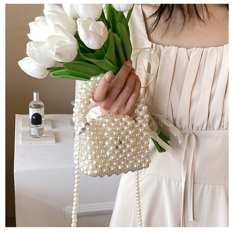 Pearl-Embellished Artisan Handbag